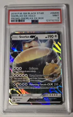 2016 Pokemon Black Star Promo Sun & Moon SM05 Snorlax GX PSA 9 - Image 1