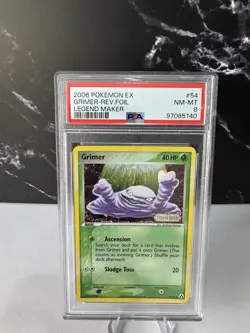 2006 Pokemon EX Grimer Rev. Foil Legend Maker #54 PSA 8 NM-MT - Image 1