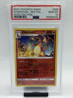 2020 Pokemon Vivid Voltage Charizard #025 Rev.foil Vivid Voltage PSA 10 - Image 1