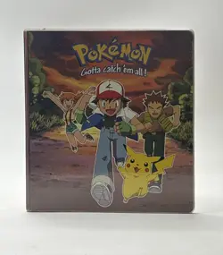 Vintage 1999 Pokemon Binder Plymouth #4077 Ash Misty Brock Pikachu TCG - Image 1