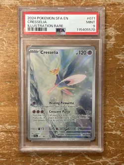2024 Pokemon SFA En-Shrouded Fable Cresselia 71/64 Illustration Rare PSA Mint 9 - Image 1