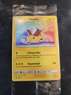 SEALED Ash’s Pikachu TCG SM108 2017 Promo Card Pokemon "I Choose You" One Card - Image 1