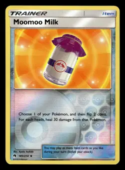 Moomoo Milk 185/214 Reverse Holo S&M Lost Thunder Pokemon Card - Image 1