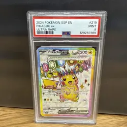 2024 Pokemon SSP en Pikachu EX Ultra Rare Card #219 PSA 9 - Image 1