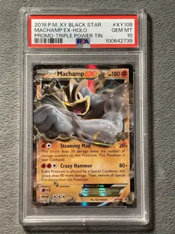 PSA 10 Machamp XY 108 Pokemon Card 2016 Black Star Promo Gem Mint - Image 1