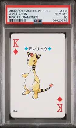 2000 POKEMON SILVER PLAYING CARDS AMPHAROS KING OF DIAMONDS PSA 10 #181 - Image 1