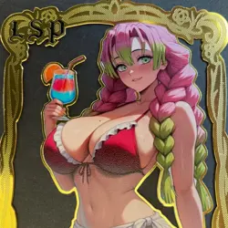 Goddess Story Gold METAL Card - Serial Number #/100! Anime Girl Mitsuri Bikini - Image 2