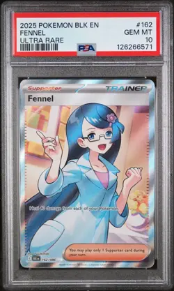 2025 POKEMON BLACK BOLT EN FENNEL ULTRA RARE #162 PSA 10 - Image 1
