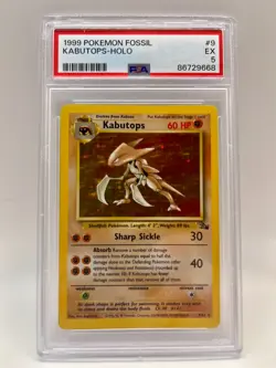 1999 Pokemon Fossil - Kabutops Holo #9 PSA 5 - Image 1