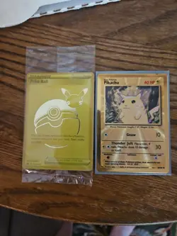 2021 Pokemon 25th Anniversary GOLD Pikachu and Trainer Poke Ball See Desc. - Image 1