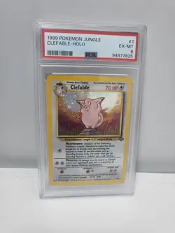 Pokemon TCG Clefable Jungle 1/64 Holo Unlimited Holo Rare PSA 6 EX-MT - Image 1