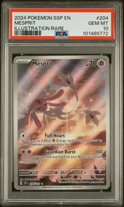 2024 Pokemon S&V Surging Sparks Mesprit Illustration Rare PSA 10 Gem Mint #204 - Image 1