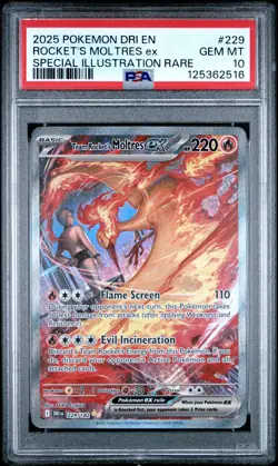 PSA 10 Rocket's Moltres Ex Special #229 2025 Pokemon Destined Rivals 125362516 - Image 1