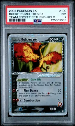 PSA 7 Rocket's Moltres Ex Team Rocket Returns #100 2004 Pokemon 125362513 - Image 1