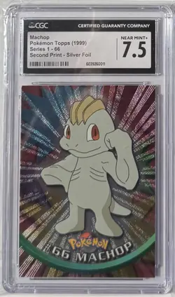 1999 Pokemon Topps #66 Machop Silver CGC 7.5 NM - Image 1