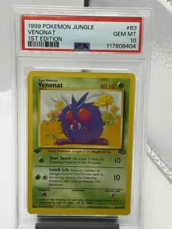 1999 Pokemon Venonat Jungle 1st Edition 63/64 PSA 10 GEM MINT - Image 1