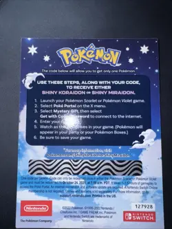 Pokemon Shiny Koraidon Or Shiny miradon GameStop Promo Card - Image 2