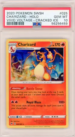 Pokemon 2020 Charizard Cracked Ice Vivid Voltage Card 025/185 PSA 10 Slab - Image 1