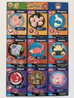 1999 Burger King Pokemon 1st Movie Cards Uncut Sheet Set #16 Snorlax Golem - Image 1