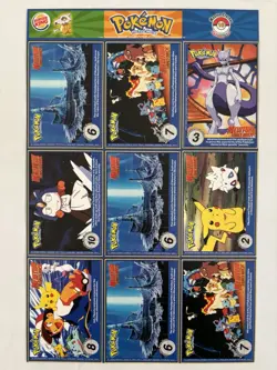 1999 Burger King Pokemon 1st Movie Cards Uncut Sheet Set #16 Snorlax Golem - Image 4