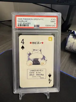 1996 Pokemon Poker Playing Card Snorlax 4 of Spades Green Deck PSA 9 - Image 1