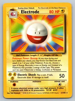 Electrode 21/102 Base Set Non Holo Rare Pokemon Card TCG MP - Image 1