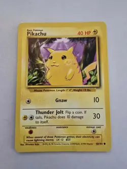 Pokemon TCG Cards Pikachu 58/102 Base Set WOTC LP - Image 1