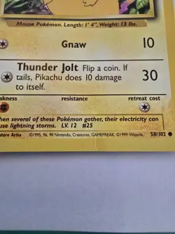 Pokemon TCG Cards Pikachu 58/102 Base Set WOTC LP - Image 2