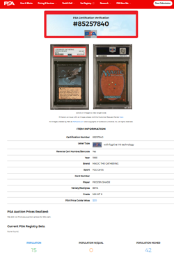 1993 MtG Magic the Gathering Limited Beta Frozen Shade Vintage PSA 8 NM-MT - Image 3