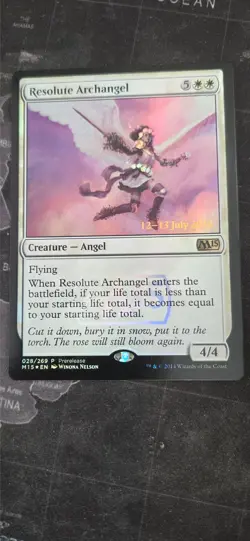 MtG Resolute Archangel Foil Prerelease Promo - Image 1