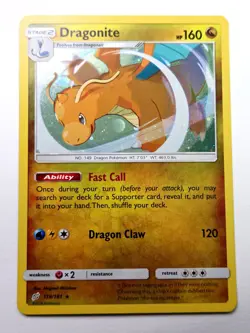 2019 Pokemon, S&M Team Up Promos, #119/181 Dragonite, Cosmos Holo Rare - Image 1