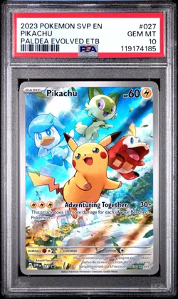 2023 POKEMON SVP EN-SV BLACK STAR PROMO #027 PIKACHU PSA 10 - Image 1