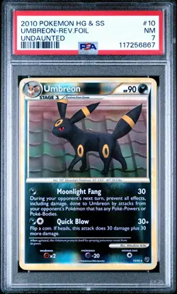 2010 POKEMON HGSS UNDAUNTED UMBREON #10 REVERSE FOIL PSA 7 NM #117256867 - Image 1