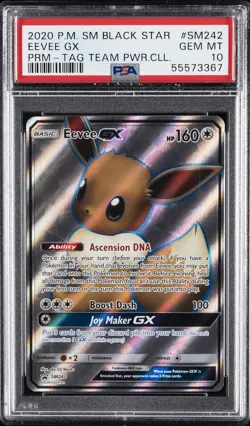 2020 POKEMON SM BLACK STAR PROMO TAG TEAM POWERS COLL #SM242 EEVEE GX PSA 10 - Image 1