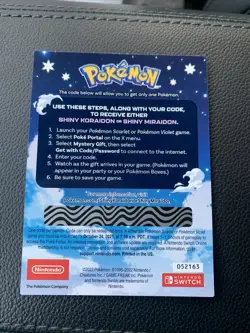 Shiny Miraidon or Koraidon In Game Code GameStop Pokemon Promo - Image 2