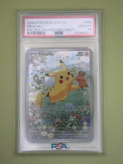 2024 POKEMON SVP EN-SV BLACK STAR PROMO PALDEA ADVENTURE CHEST PIKACHU PSA 10 - Image 1