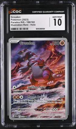 GROUDON Paradox Rift Illustration Rare #199 CGC 10 Pokemon - Image 1