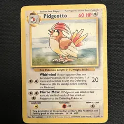 Pokemon TCG Pidgeotto 22/102 Base Set, Unlimited Rare, MP Condition - Image 1