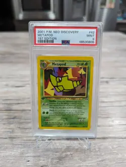 PSA 9 Pokemon 2001 1st Edition Neo Discovery Metapod Uncommon #42 - Image 1