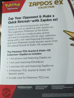 Pokemon TCG Scarlet & Violet 151 Zapdos Ex Collection BRAND NEW SEALED Pokemon - Image 3