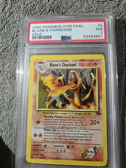 Pokemon 2000 Gym Challenge Blaine's Charizard Holo Rare PSA 7 - Image 1