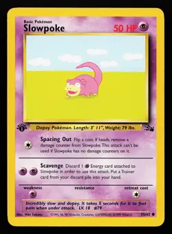 Slowpoke 55/62 Common 1st Edition Fossil Pokemon Card - Image 1