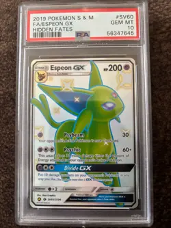 2019 POKEMON SUN & MOON HIDDEN FATES #SV60 FULL ART/ESPEON GX PSA 10 - Image 1