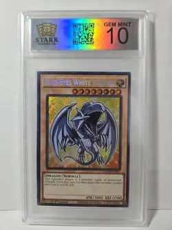 YuGiOh Blue-Eyes White Dragon 1st Edition Secret Rare BLMM-EN001 GEM MT Grade10 - Image 1