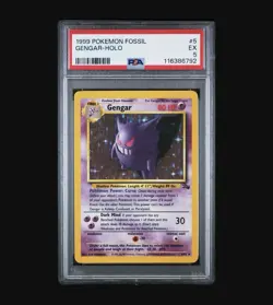 1999 Pokemon Fossil Gengar Holo PSA 5 Graded Card - Image 1