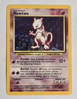 Mewtwo 010/102 Base Set Holo Vintage Pokemon TCG Card - Image 1