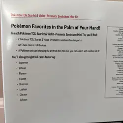 Pokemon TCG Prismatic Evolutions 8 Mini-Tin Bundle + Promos Cards From Costco - Image 5