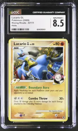 CGC 8.5 Lucario GL 2009 Rising Rivals 8/111 Holo Pokemon Card - Image 1