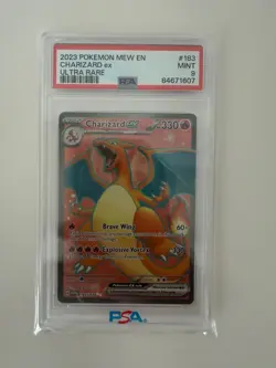 PSA 9 Charizard EX Ultra Rare #183 Mew EN Pokemon Card English Eng MINT - Image 1