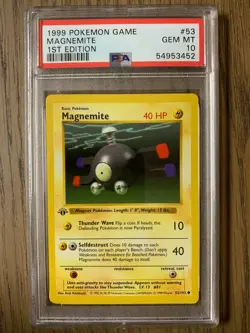 PSA 10 - Pokemon MAGNEMITE - 1st First EDITION Shadowless Base Set - 53/102 - Image 1